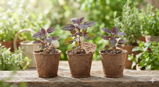 Vibrant Purple Tulsi Seedlings (Krishna Tulsi) – Live Starter Plants