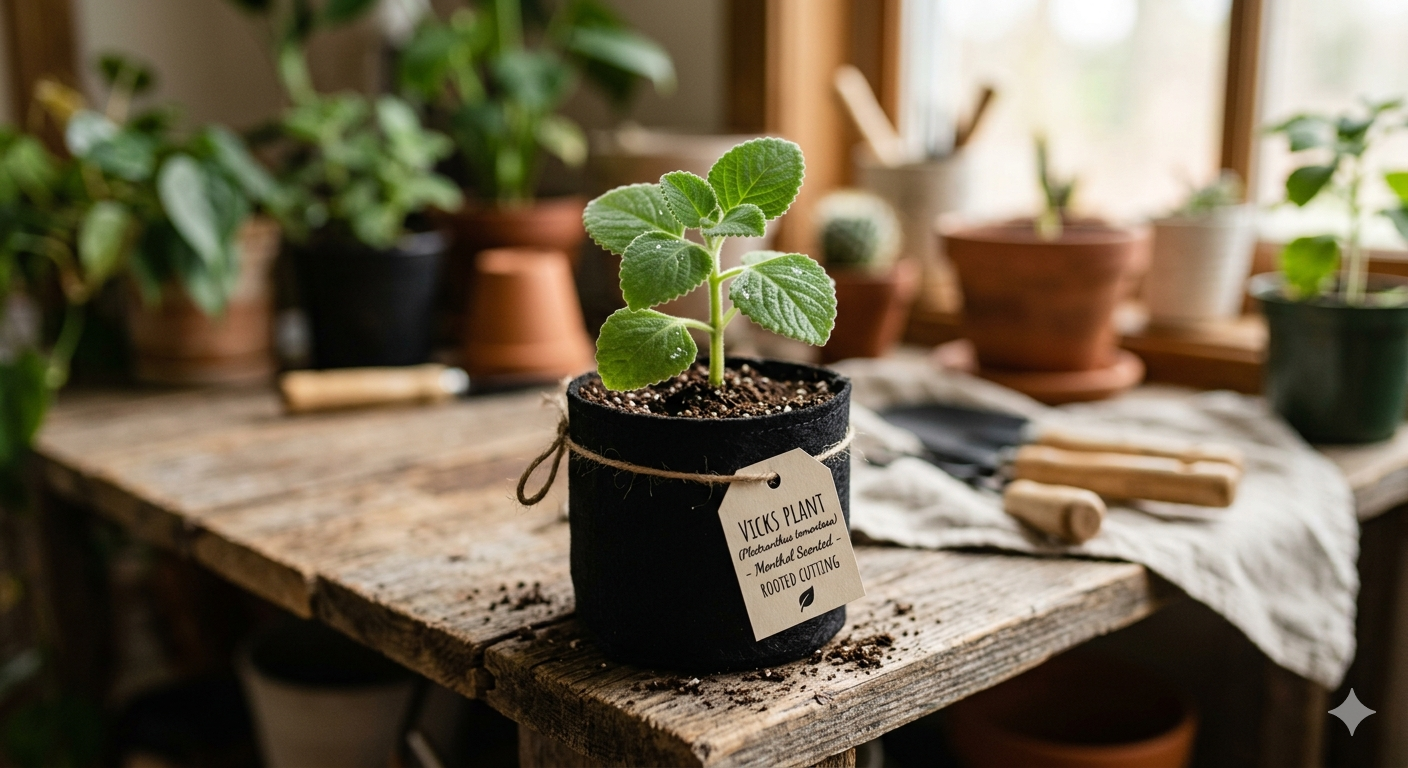 Vicks Plant (Plectranthus tomentosa) – Live Rooted Cutting